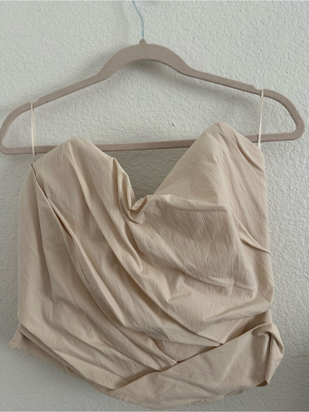 Zara Strapless Draped Top in Light Beige